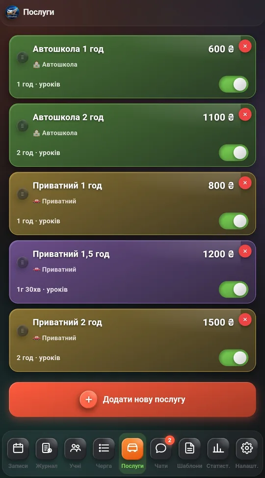 Послуги та ціни в DrivePad
